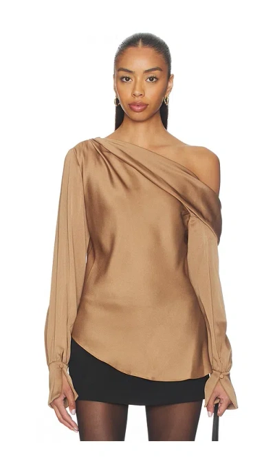 Simkhai Alice One Shoulder Top In Brown