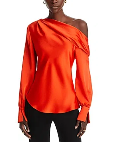 Simkhai Alice One-shoulder Satin Top In Flame