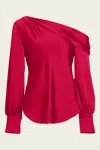 Simkhai Alice Draped Satin One-shoulder Top