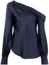 Simkhai Alice Draped Satin One-shoulder Top In Midnight