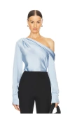 Simkhai Alice One-shoulder Satin-crepe Top In Blue