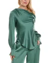 Simkhai Womens Park Slope Alice Asymmetric-neck Satin Top In Green