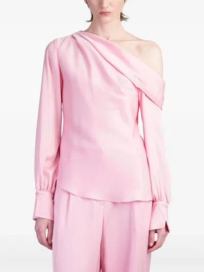 Simkhai Alice One-shoulder Crepe-satin Top In Baby Pink