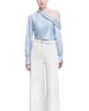 Simkhai Alice One-shoulder Satin-crepe Top In Sky