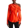 Simkhai Alice One-shoulder Satin Top In Red