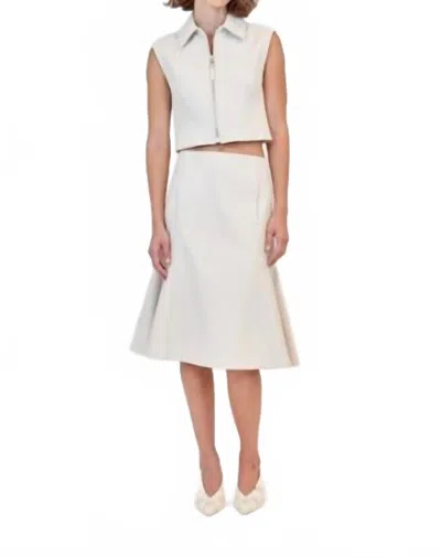 Simkhai Alix Short Sleeve Zip Up Top In Sand In Neutral