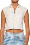 Simkhai Alix Sleeveless Zip Up Top In Ivory In White