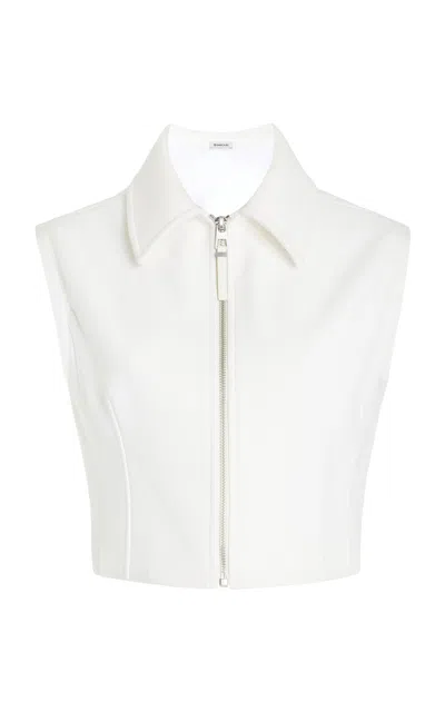 Simkhai Alix Zip-front Suiting Crop Top In Ivory