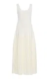 Simkhai Allana Knit And Georgette Midi Dress In White