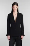 Simkhai Allie Crepe Combo Basque Jacket In Black