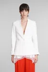 Simkhai Lace-hem Collarless Blazer In White