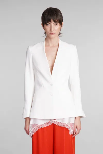 Simkhai Lace-hem Collarless Blazer In Weiss