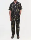 Simkhai Allister Pull On Pants In Windswept Palm Print In Black