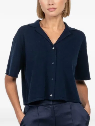 Simkhai Alma Button Short-sleeved Top In Blue