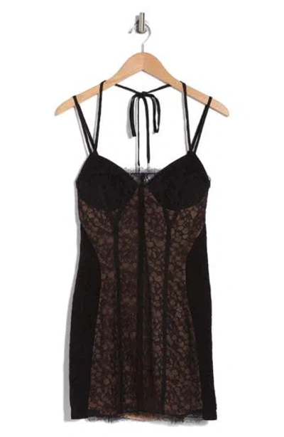 Simkhai Alodie Strappy Lace Minidress In Black