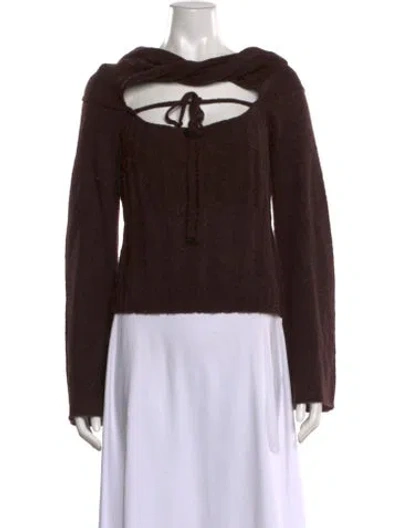 Pre-owned Simkhai Alpaca Bateau Neckline Sweater In Brown