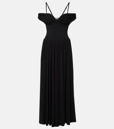 Simkhai Amarantha Off-shoulder Draped Jersey Maxi Dress In Black