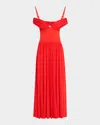Simkhai Amarantha Cold-shoulder Jersey Maxi Dress In Fiery Red