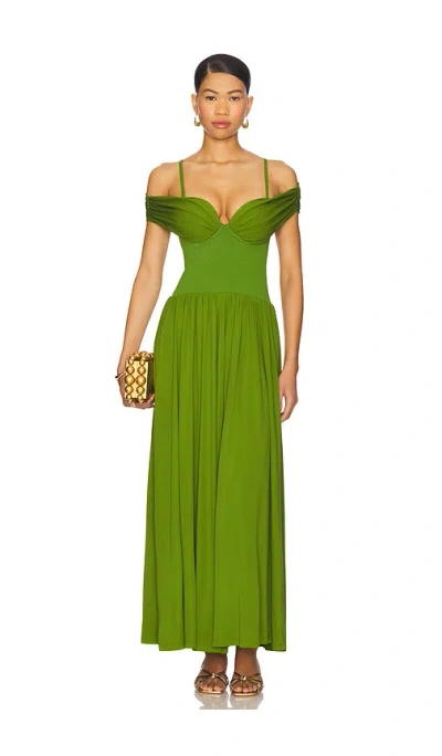 Simkhai Amarantha Off Shoulder Dress In Green