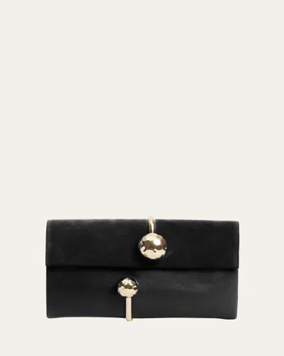 Simkhai Amaya Calfskin Suede Clutch Bag In Black