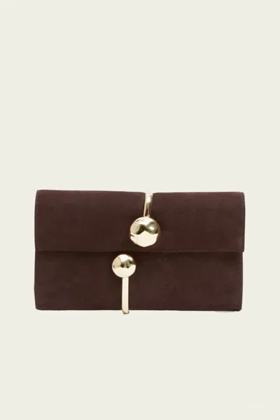 Simkhai Amaya Nubuck Leather Clutch In Marrone