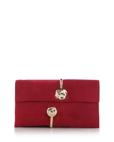 Simkhai Amaya Suede Clutch In Red