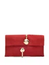 Simkhai Amaya Calfskin Suede Clutch Bag In Red