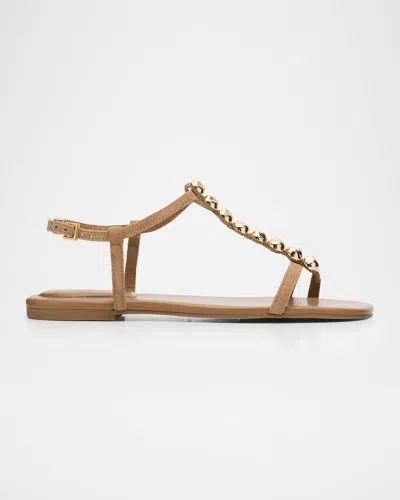 Simkhai Amaya Suede Thong Sandals In Brown