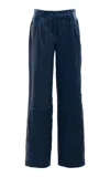 Simkhai Ambrose Leather High-waist Pants In Blue