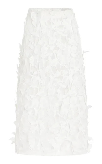 Simkhai Ambrosia Floral Guipure Lace Midi Skirt In White