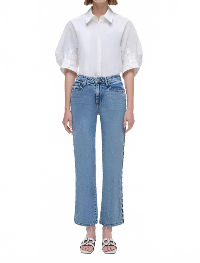 Simkhai Amelia High Rise Pearl Embellished Jeans In Juno In Blue