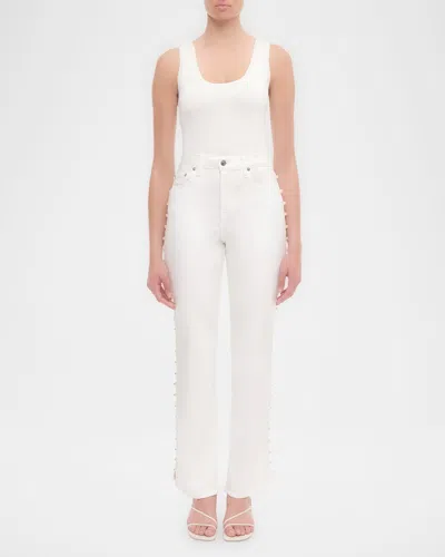 Simkhai Amelia Pearl-embellished Jeans In Ivory