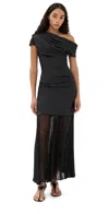 Simkhai Ammalie Draped Pleated-skirt Taffeta Dress In Black