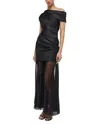 Simkhai Ammalie Draped Pleated-skirt Taffeta Dress In Black