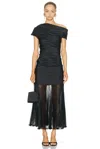 Simkhai Ammalie Draped Pleated-skirt Taffeta Dress In Black