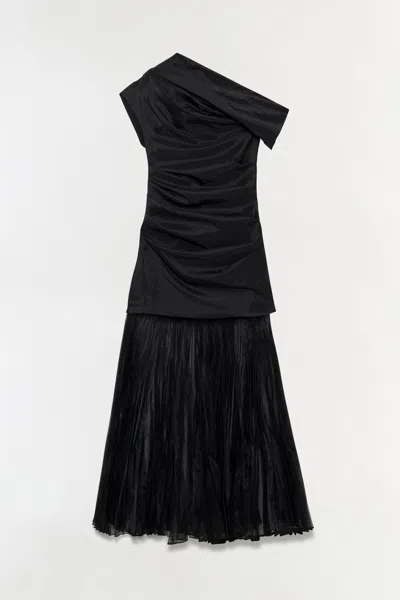 Simkhai Ammalie Taffeta Midi Dress In Black