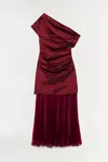 Simkhai Ammalie Taffeta Midi Dress In Oxblood In Burgundy
