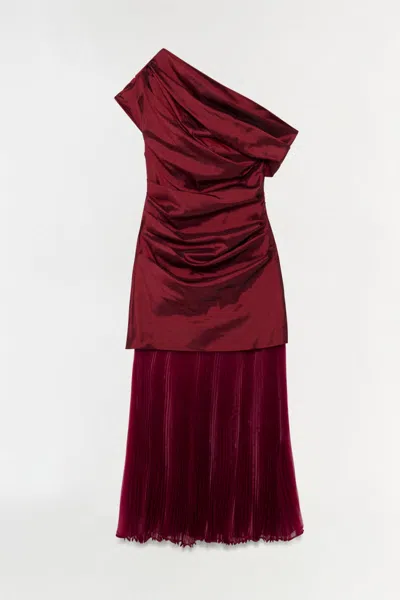 Simkhai Ammalie Taffeta Midi Dress In Oxblood In Burgundy