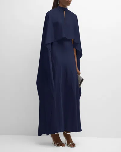 Simkhai Amory Cutout Cape-sleeve Gown In Midnight