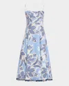 Simkhai Analise Bustier Midi Dress In Blue Hydrangea Floral