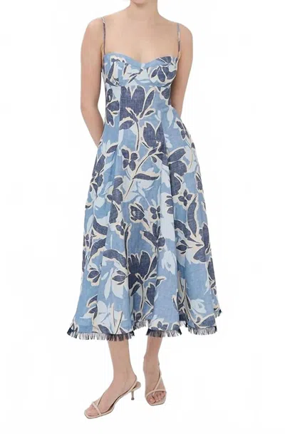Simkhai Analise Bustier Midi Dress In Blue Hydrangea