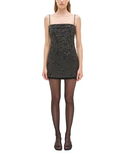 Simkhai Anden Embellished Striped Woven Mini Dress In Black