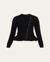 Simkhai Andi Mixed-knit Cotton Peplum Jacket In Black