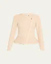 Simkhai Andi Mixed-knit Cotton Peplum Jacket In Stone