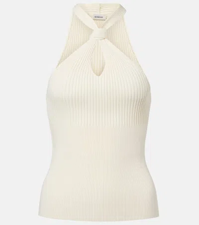 SIMKHAI ANDREA RIBBED-KNIT HALTERNECK TOP