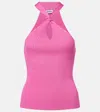Simkhai Andrea Ribbed-knit Halterneck Top In Pink