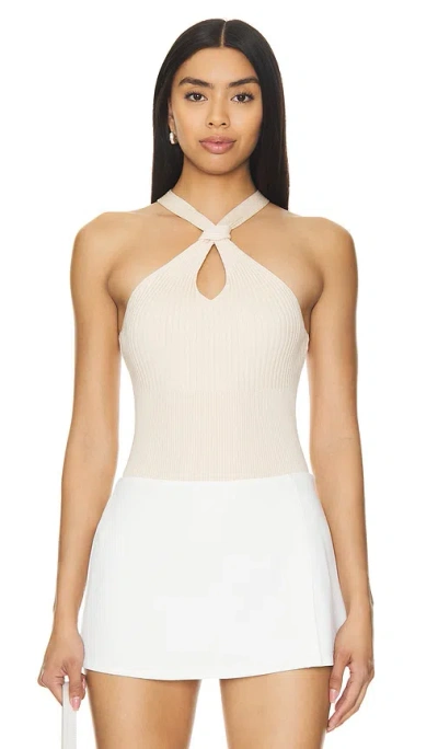 Simkhai Andrea Knotted Ribbed-knit Top In White