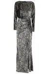 Simkhai Angelique Metallic Jacquard Column Gown In Black