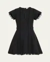 Simkhai Anielle Fringe Short-sleeve Mini Dress In Black