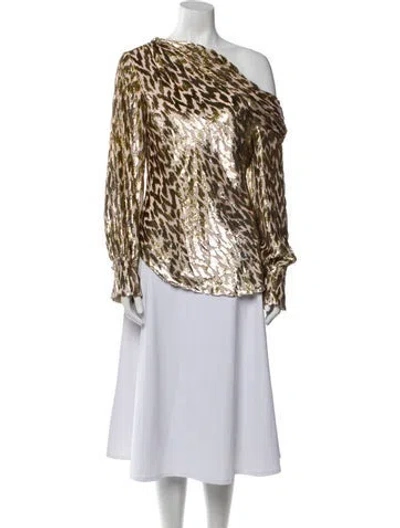 Pre-owned Simkhai Animal Print Asymmetrical Blouse W/ Tags